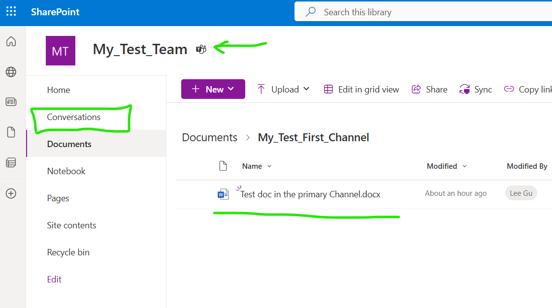 This is how a regular Teams connected SharePoint site looks like: